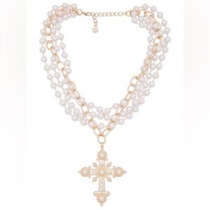 8 Other Reasons Cross Pearl Necklace in Gold
